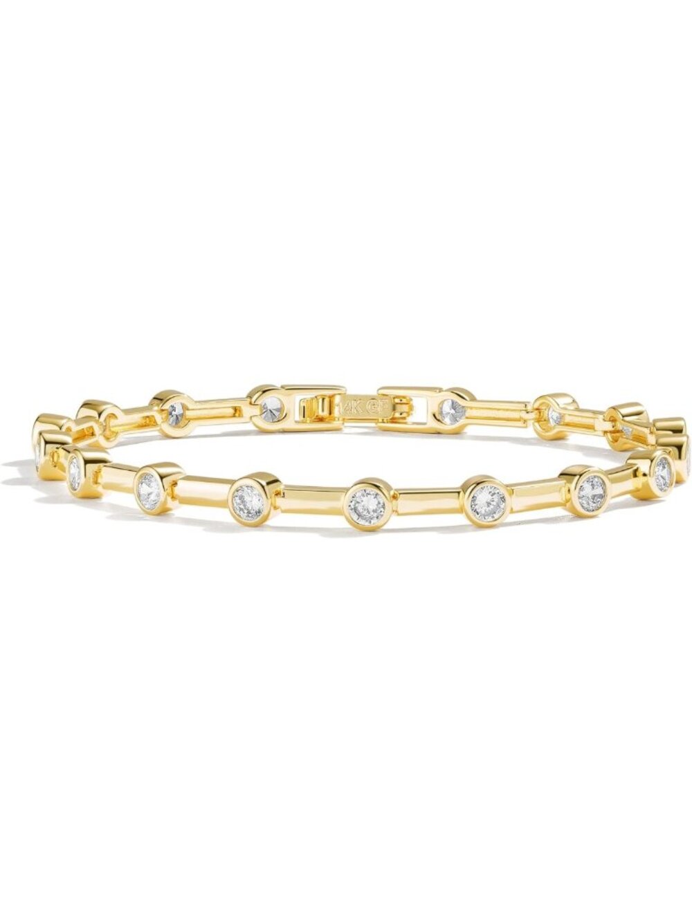 Elegant 14K Gold Tennis Bracelet with Bezel CZ, Women's Sparkling Jewelry